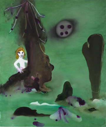 She straightend up
55 x 65 cm. acrylics and oil on canvas, 2009