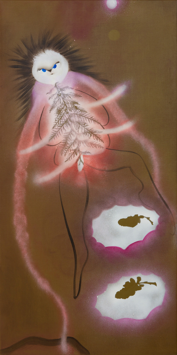 Overskridelse
50x100 cm, akryl, spray og olie på lærred, 2023