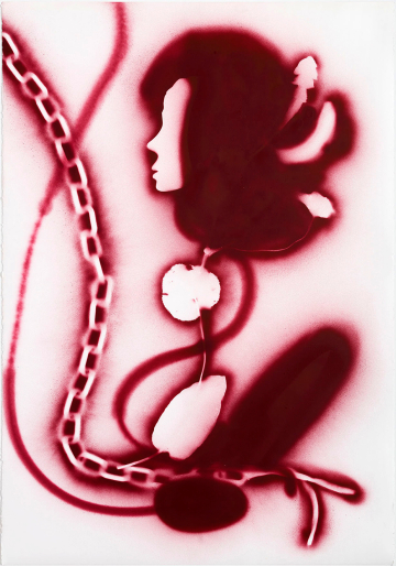 Fra serien Symbolistiske spraytegninger
77x111 cm, spray p&aring; papir, 2018