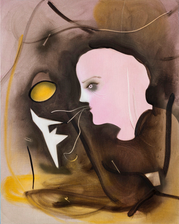 Lyset og m&oslash;rket, et dynamisk princip
60x75 cm, akryl, spray og olie p&aring; l&aelig;rred, 2017