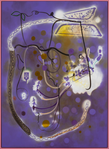 The light, the imprint, the connection
195x270 cm, acrylics, spray and oil on canvas, framed, 2019