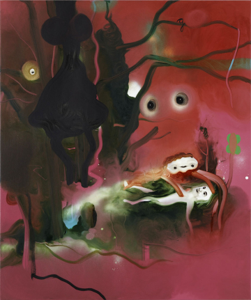 Øjet, hullet, himlen
100 x 120 cm, akryl, spray og olie på lærred, 2011