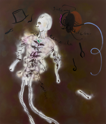 Gulerod, stikkelbær, medbestemmelse
170x200 cm, akryl, spray og olie på lærred, 2019