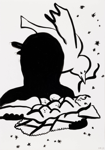 <h2> From the series Symbolist Drawings</h2>
A3, ink on paper, 2025