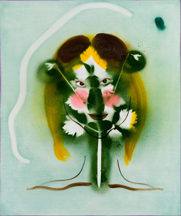 Menneske II
65x50 cm, spray og olie på lærred, 2019
