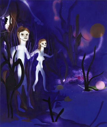 Running away from paradise
100 x 120 cm, acrylics, spray and oil on canvas, 2009