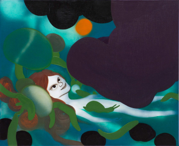 She is waiting for the sun
55 x 45 cm, acrylics, spray and oil on canvas, 2012