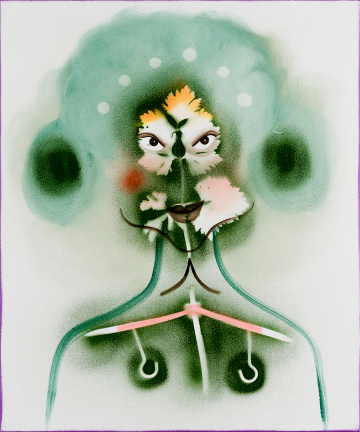 Menneske III
65x50 cm, spray og olie på lærred, 2019
