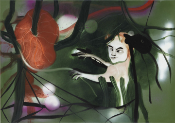 Magikeren
60 x 85 cm, akryl, spray og olie på lærred, 2011