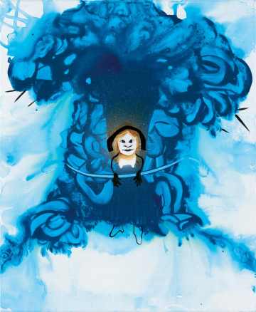 She was seeking shelter
45 x 55 cm, acrylic, spray and oil on canvas, 2005<strong> </strong>