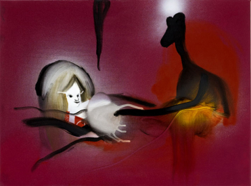 She was too young and too old
60 x 45 cm. acrylics, spray and oil on canvas, 2008
 