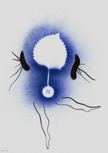 From the series Symbolist spray drawings
A3, spray and ink on paper, 2019