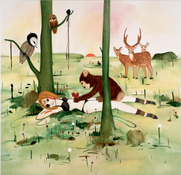 Altid kom dyrene til hende når hun havde allermest brug for det
200x200 cm, oil on canvas, 2003