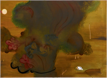 Hun holdt fast
55 x 75 cm, akryl, spray og olie på lærred, 2006
